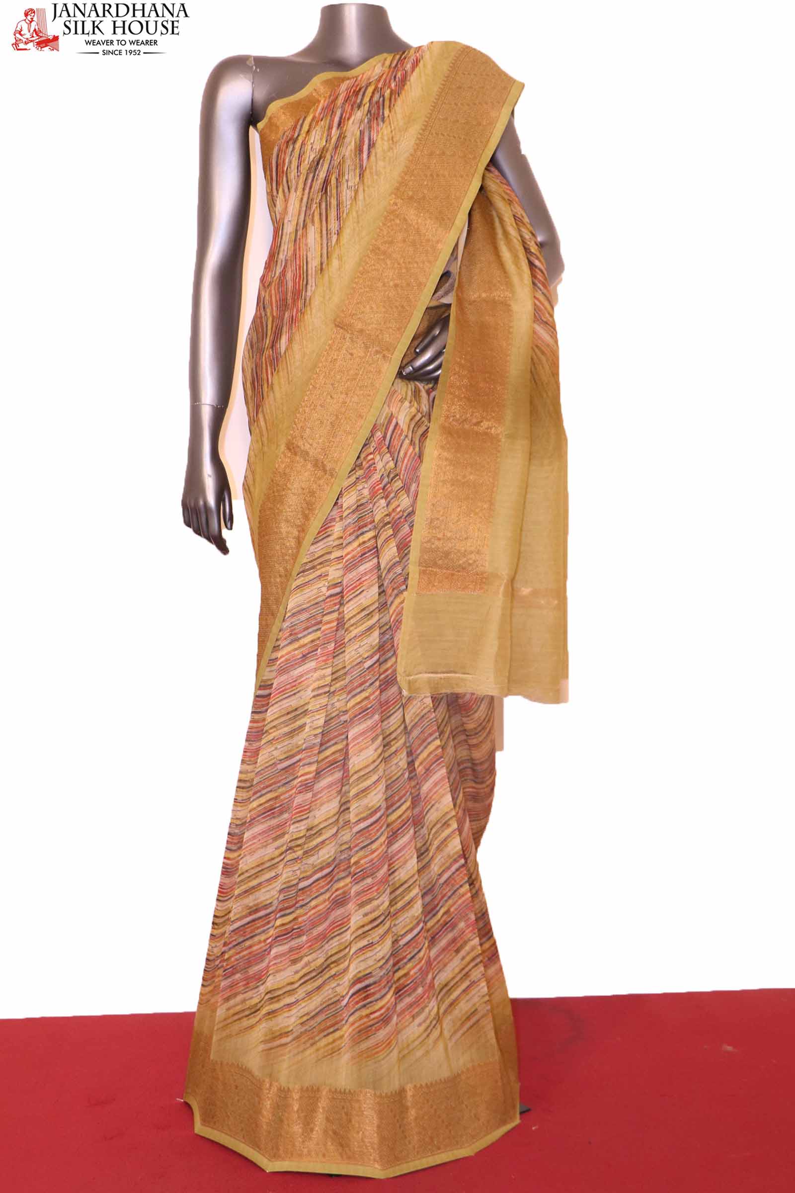 Green Pure Chanderi Silk Handloom Saree – PureSarees – Buy Luxurious,  Banarasi Silk Sarees Online