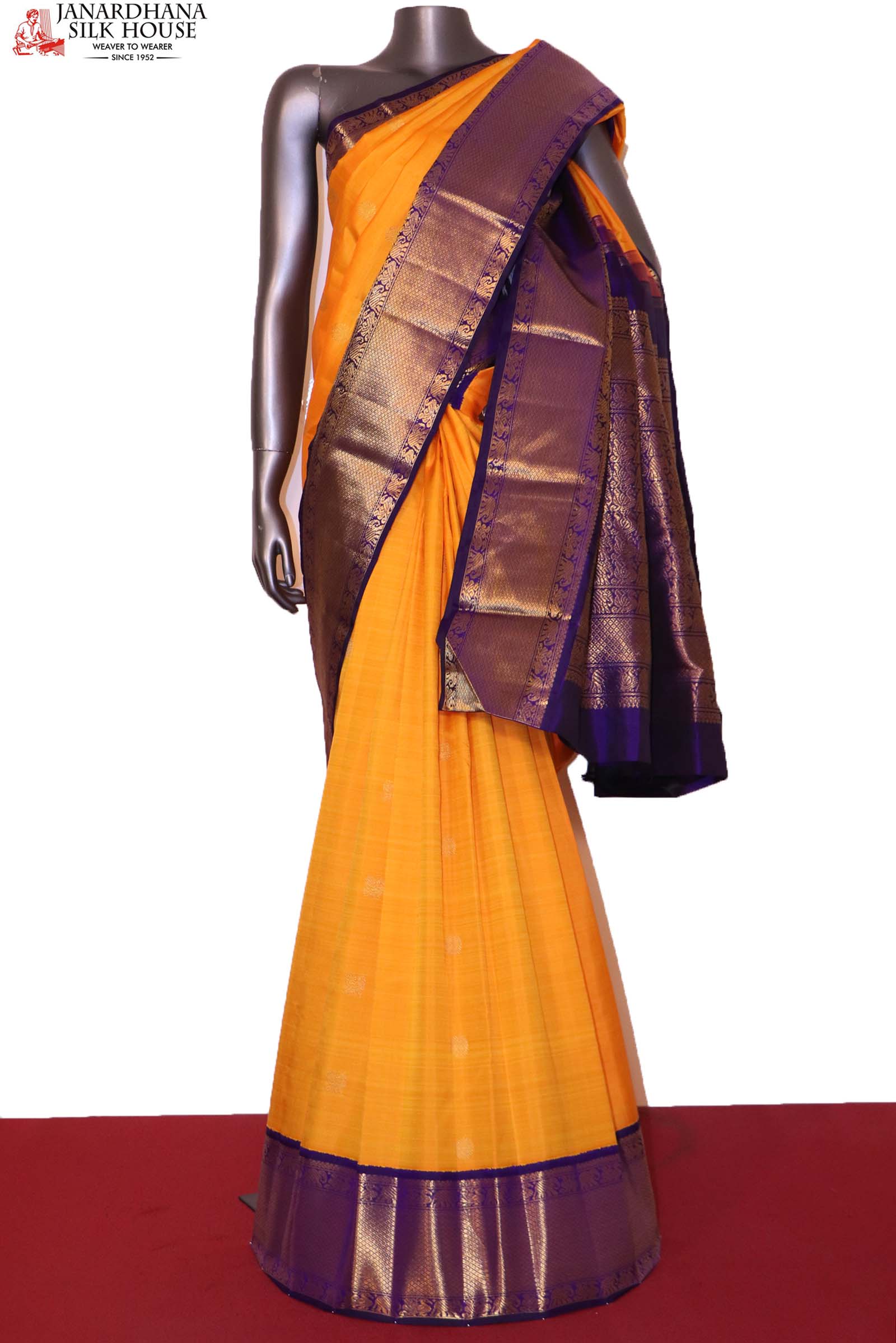 Yellow and Red Kanjivaram Saree with Matching Designer Blouse || Rooprekha  – rooprekha