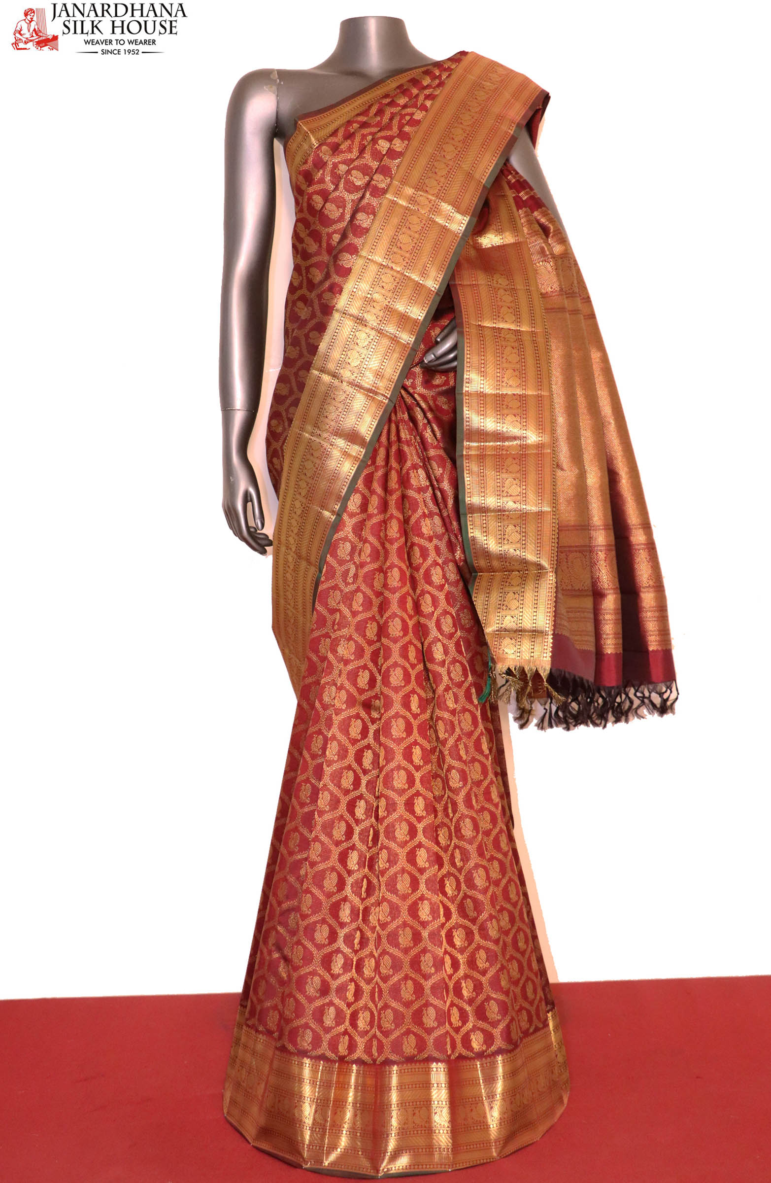 Elite bridal semi silk saree – www.vannamayil.com