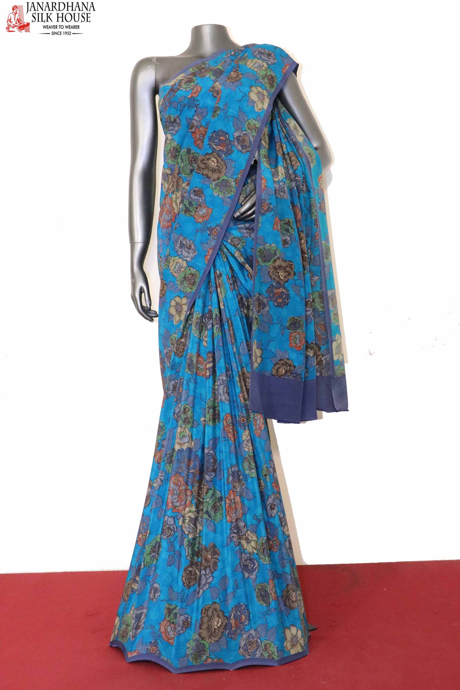 Grey - Floral Print - Sarees Collection with Latest and Trendy Designs at  Utsav Fashions