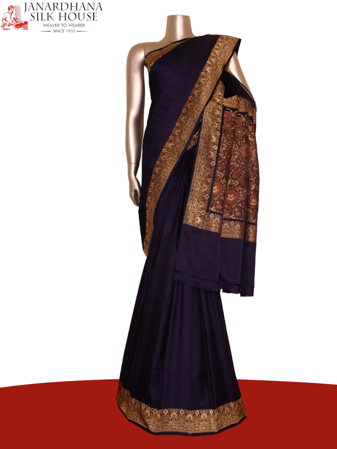 Buy Banarasi Silk Works Women's Purple Valkalam satin Saree Saree with  Blouse Piece (SEP 10) at Amazon.in