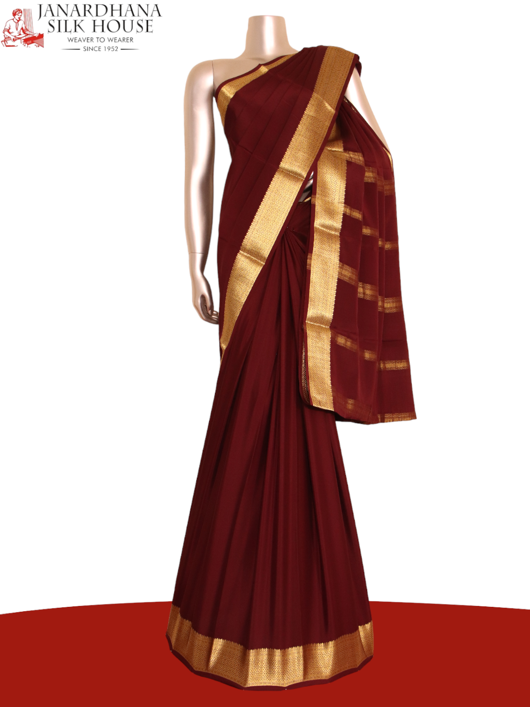 MAROON SATIN SAREE MAROON SAREE – kreationbykj