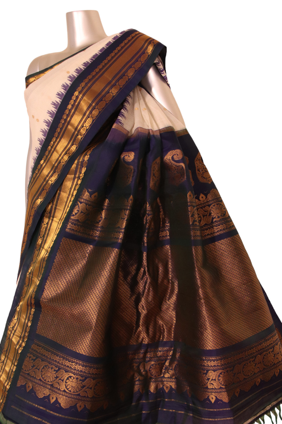 Kalgudi- Gadwal Cotton Silk Saree With Self Border