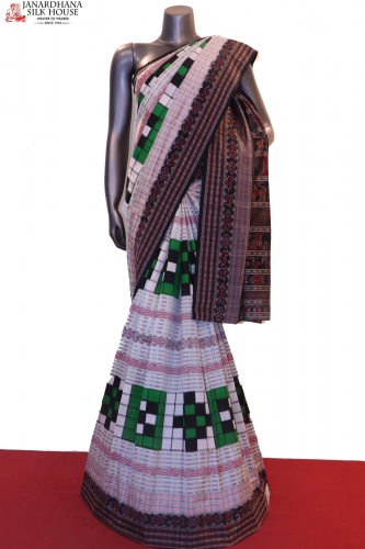 ODISHA HANDLOOM pure cotton ikat grey WITH black saree for women/saree  latest design2024/ Pure hanwoven saree : Amazon.in: Fashion