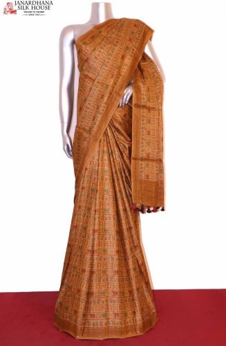 Buy Pure Tussar Silk Sarees – Hand Printed Tussar Saree Online – Page 8 –  Avishya.com