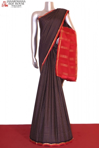 Burgundy Checked KSIC | Mysore silk saree, Silk saree blouse designs, Silk  saree kanchipuram