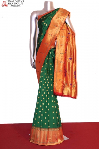 buy paithani saree | online paithani saree | green paithani |