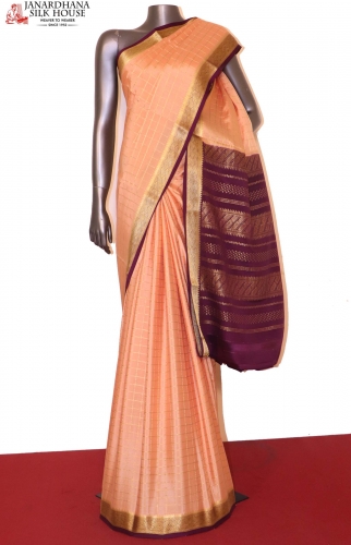 Jolly Mysore Karnataka Soft Chiffon Saree With Golden Zari Border -  Chocolate Brown : Amazon.in: Fashion