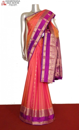 Flamingo Pink Woven Linen Silk Saree with Contrast Border & Pallu – Ethnos