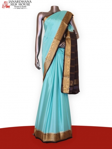 Traditional Contrast Pure Mysore Crepe Silk Saree 