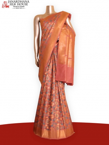 Designer Floral Handloom Tussar Silk Saree