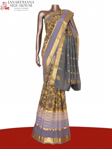 Pure Printed Mysore Crepe Silk Saree