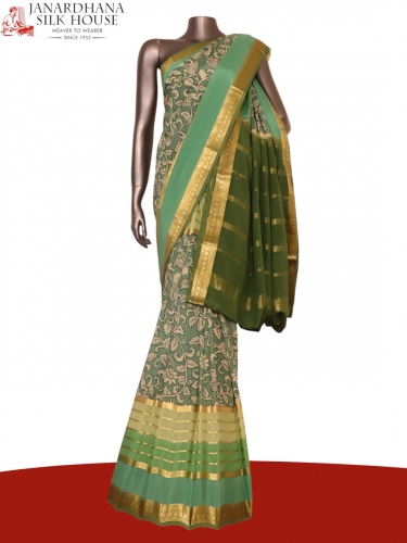 Pure Printed Mysore Crepe Silk Saree