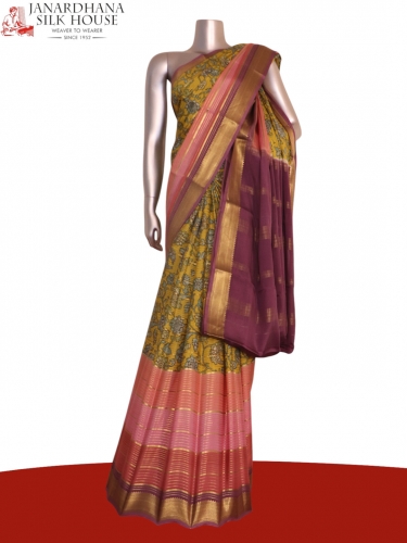 Pure Printed Mysore Crepe Silk Saree