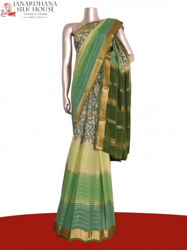 Pure Printed Mysore Crepe Silk Saree